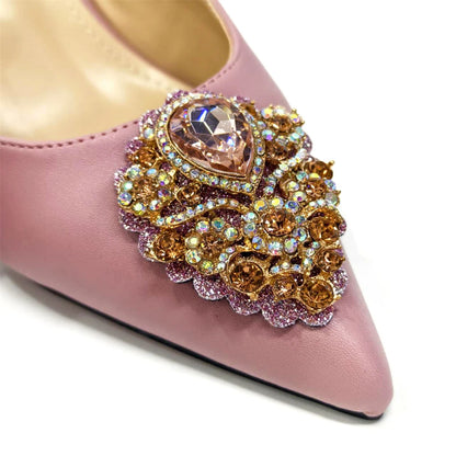 Venus Chan Italian Shoes and Bags Matching Set 2024 Nigeria Elegance Party Rhinestone Pointed Toe Women's Shoes High Heel