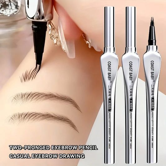 Beginner Friendly 2 Forks Tip Eyebrow Pen COAST BABY Waterproof Long Lasting Natural Smudge Proof Brow Pen