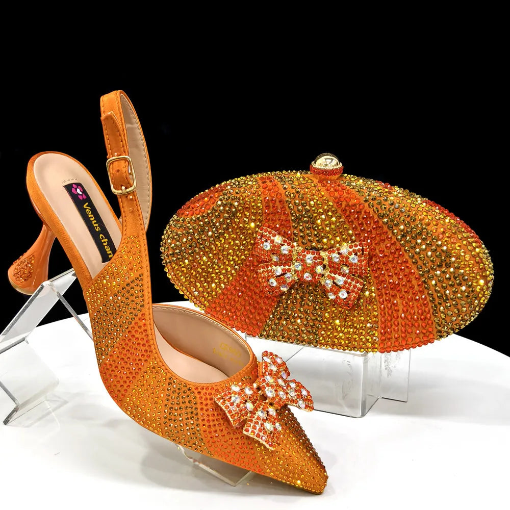 Venus Chan Festive Elegance: Dazzling Heels and Chic Clutch Perfect Combination Of Shoes And Bags for Party Occasions