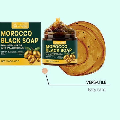 OceAura Morocco Black Soap Deep Cleaning Remove Dead Skin Cells Gentle Care Body Moisturizing Brighten Skin Smoothing Soap 100g