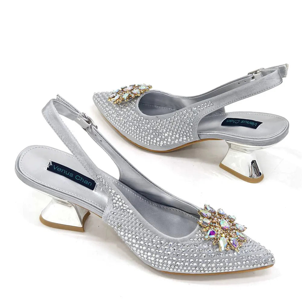 Italian Design Evening Shoes And Bag Paired With Handmade Petal Clutches Pointed Toe High-Heel Shoes For Women Party Shoes