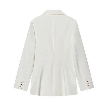 KONDALA Office Lady Chic White Women Blazer Suit Solid Long Sleeve Blazer Long Zipper Pants Fashion 2026 Spring Summer Suit