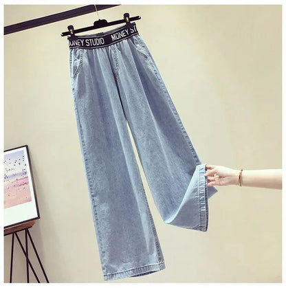 2025 Summer New Stitched Chiffon Shirt Female Set Elegant Women's Jeans Casual Blouse Two Piece Set Ladies Tracksuits
