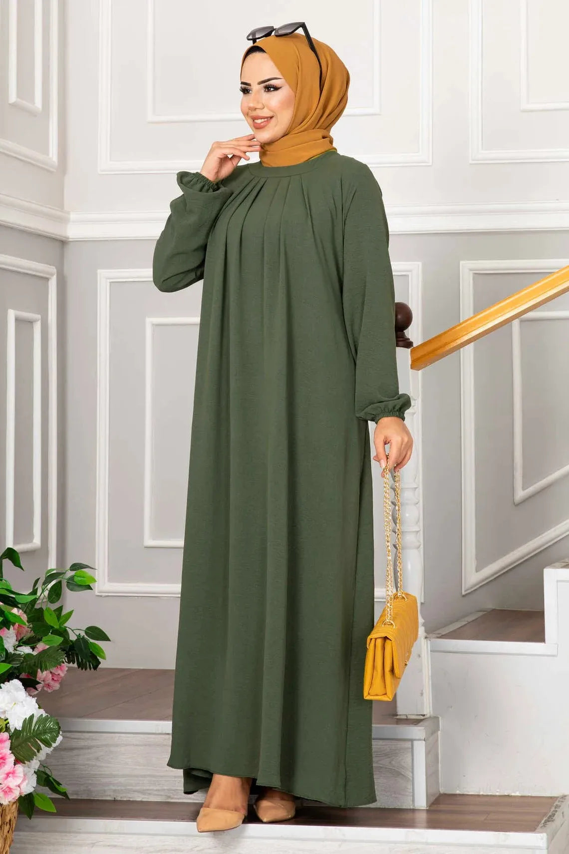 Evening Dress Women Abaya Hijab Femeles Y2K Ruched Muslim Dress Turkish Robe Kaftan Islamic Clothes Ball Gown Jalabiya for Women
