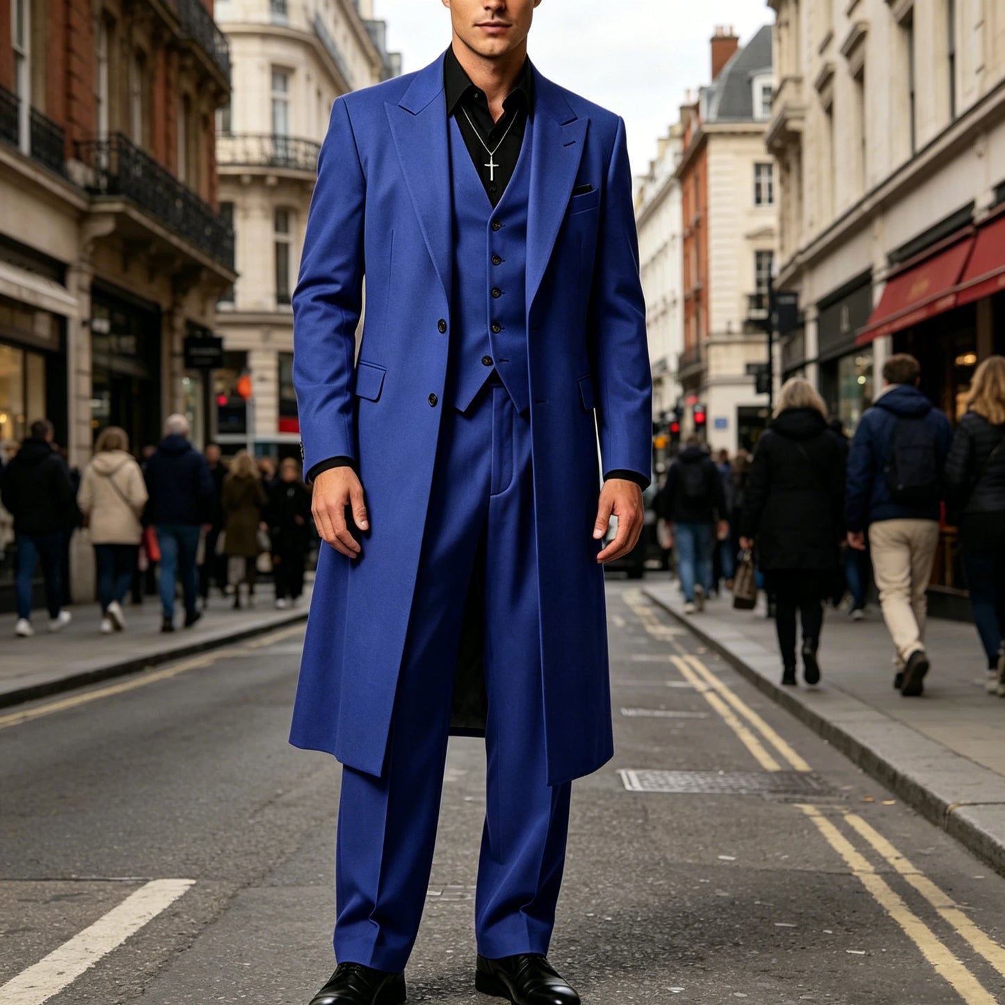 Men's Long Tailcoat 3 Piece Suit Set Blazer Vest Pants Formal Business Slim Fit Jacket Gothic Victorian Style Tuxedo for Wedding