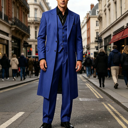 Men's Long Tailcoat 3 Piece Suit Set Blazer Vest Pants Formal Business Slim Fit Jacket Gothic Victorian Style Tuxedo for Wedding