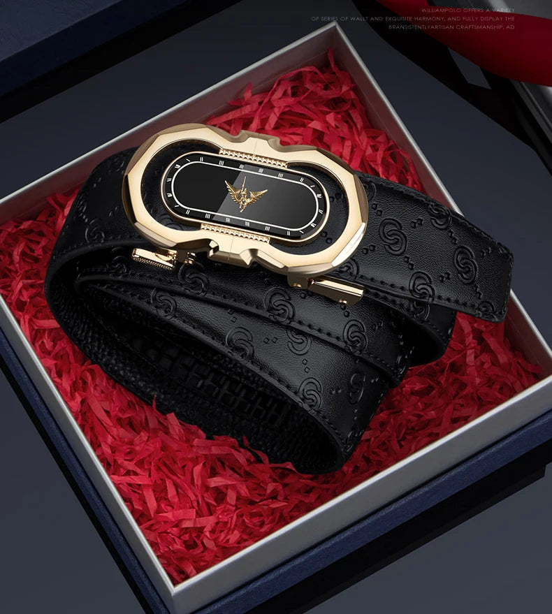 Men's Fashion Automatic Buckle Belt Business Leather Belt Versatile Casual Pants Belt