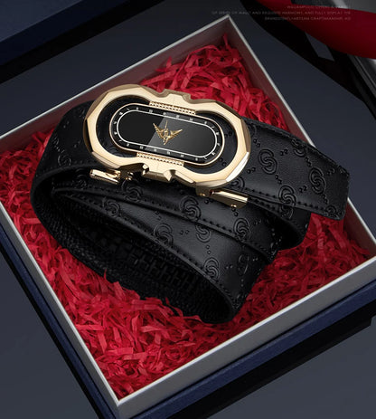Men's Fashion Automatic Buckle Belt Business Leather Belt Versatile Casual Pants Belt