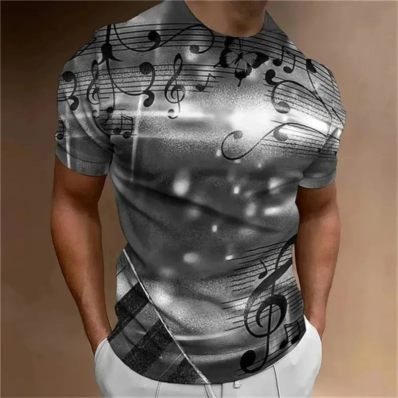 Retro Men'S T-Shirt 3d Printed Clothing Daily Casual Short Sleeve Designer Tees Top Round Neck Loose Oversized Shirt Punk Style