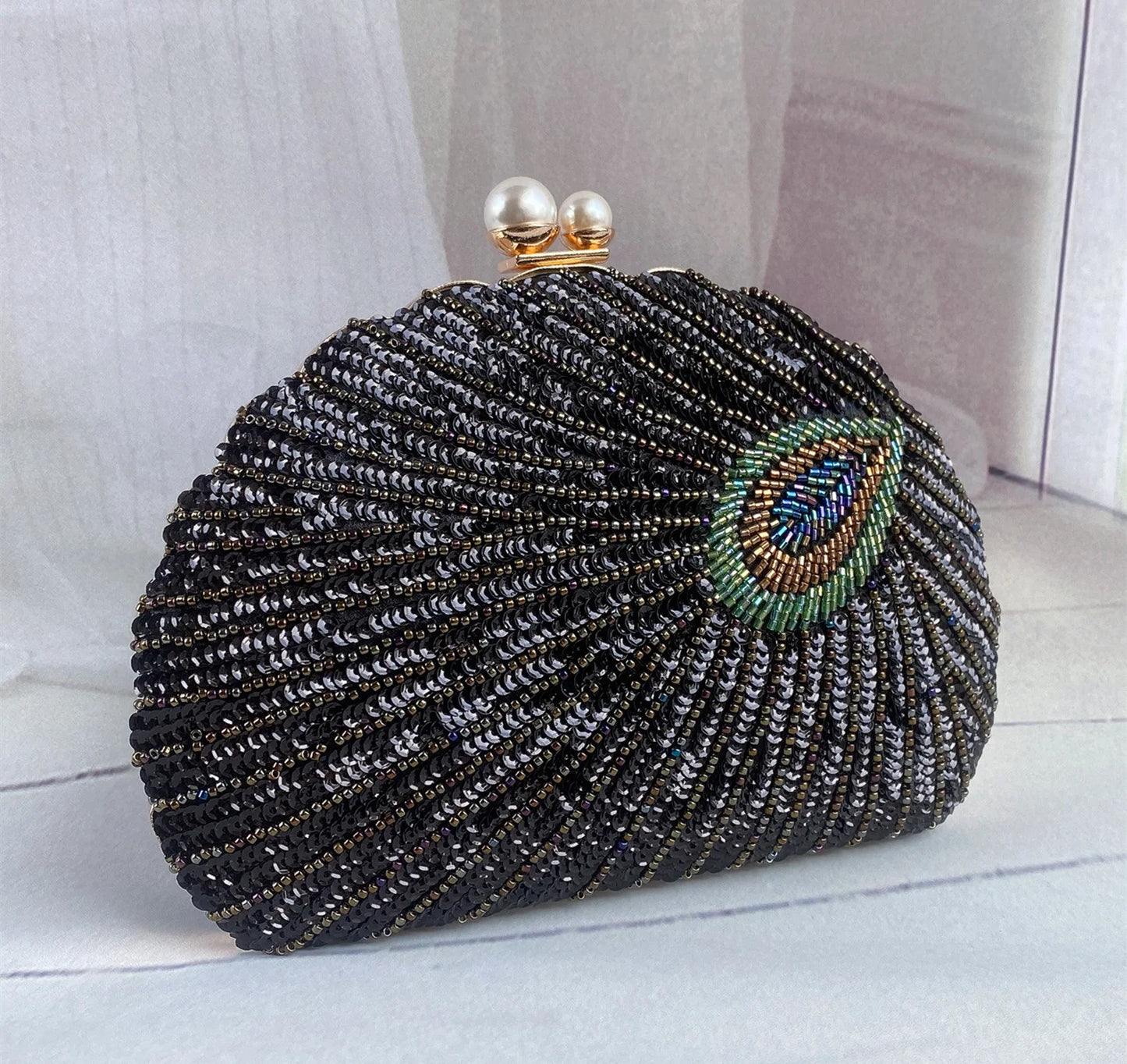 Retro Chinese Style Heavy Craft Beaded Embroidery Bag Evening Wear Portable Dinner Bag Cheongsam Clutch Perfect Match