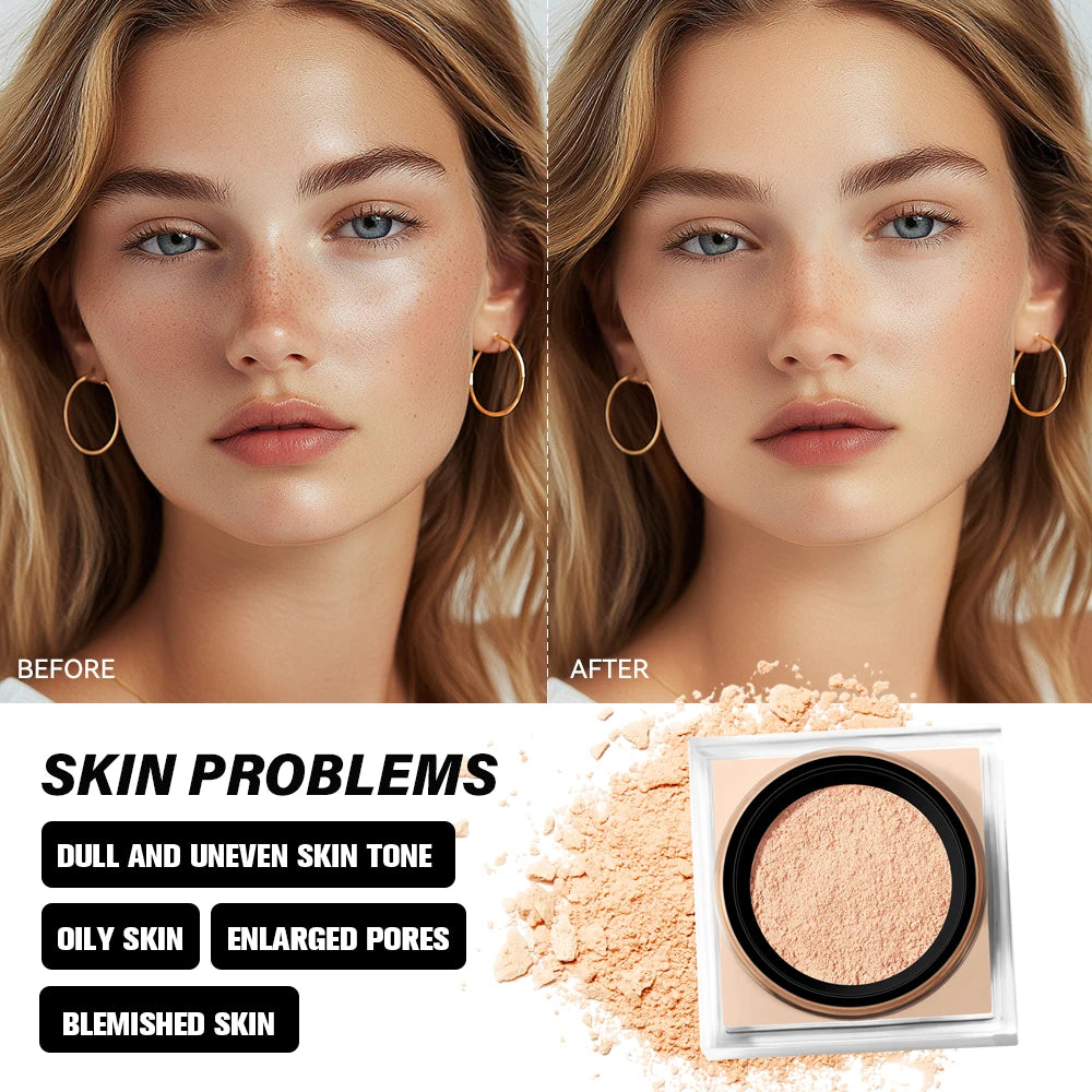 Loose Baking Setting Powder Natural Face Matte Waterproof Brightening Long Lasting Oil Control Loose Powder Makeup Cosmetics