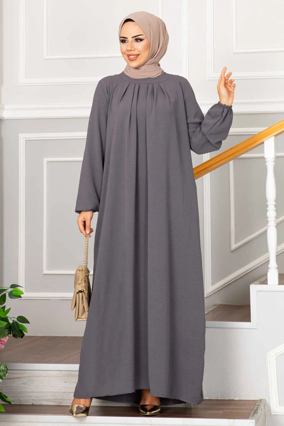 Evening Dress Women Abaya Hijab Femeles Y2K Ruched Muslim Dress Turkish Robe Kaftan Islamic Clothes Ball Gown Jalabiya for Women