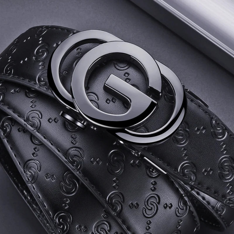 Luxury Men's Belt, Automatic Buckle Belt for Men, High Quality Genuine Leather Belt Printed Design Men's Business Belt Men
