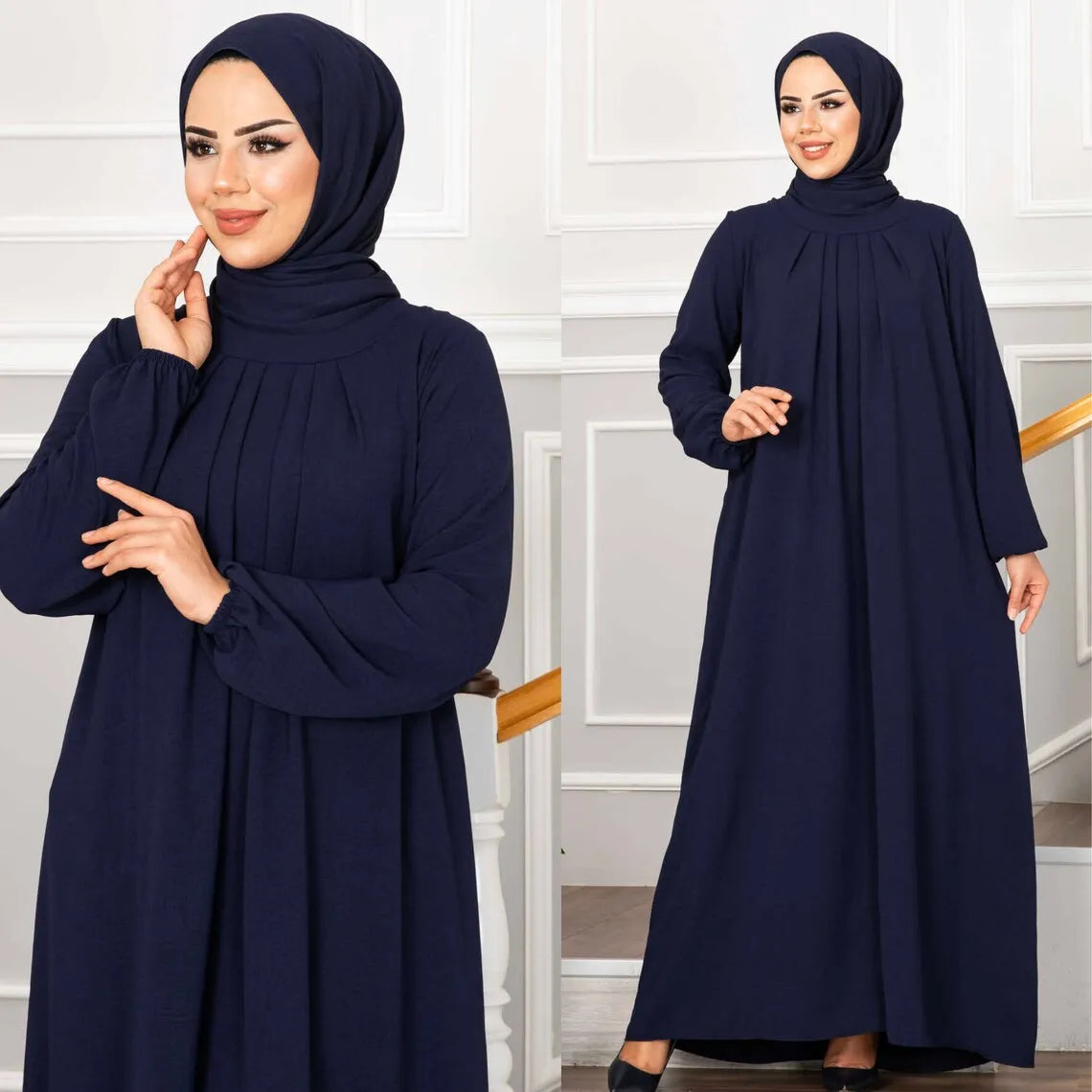 Evening Dress Women Abaya Hijab Femeles Y2K Ruched Muslim Dress Turkish Robe Kaftan Islamic Clothes Ball Gown Jalabiya for Women