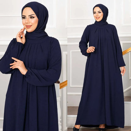 Evening Dress Women Abaya Hijab Femeles Y2K Ruched Muslim Dress Turkish Robe Kaftan Islamic Clothes Ball Gown Jalabiya for Women