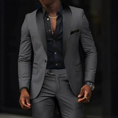 Elegant Wedding Suits 2 Pieces Slim Fit Double Breasted Blazer Tuxedos Groomsmen Suit Male Formal Business Suits(Jacket+Pants)