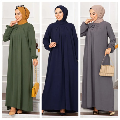 Evening Dress Women Abaya Hijab Femeles Y2K Ruched Muslim Dress Turkish Robe Kaftan Islamic Clothes Ball Gown Jalabiya for Women