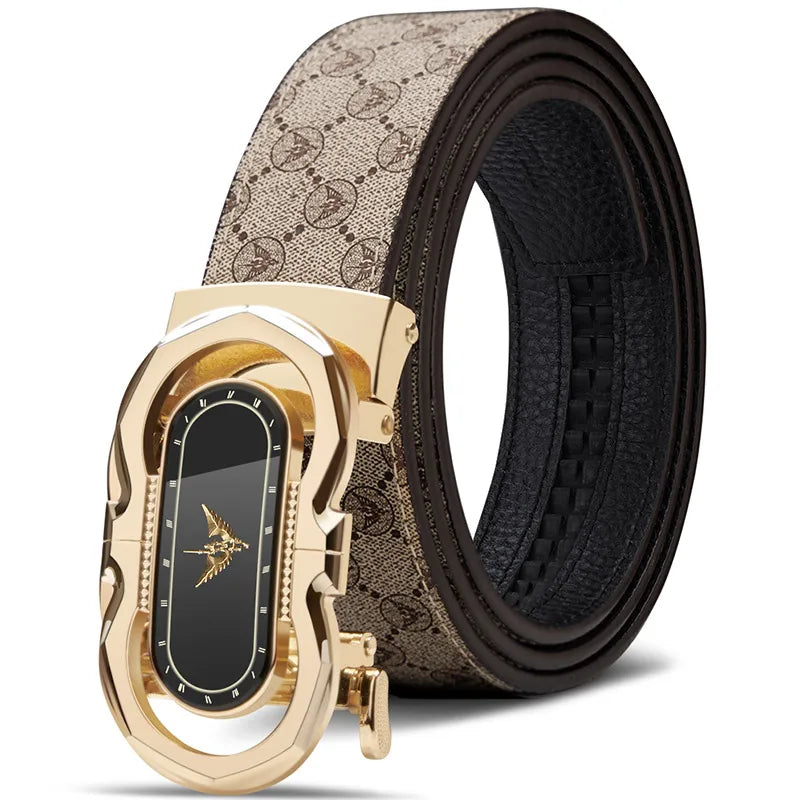 Men's Fashion Automatic Buckle Belt Business Leather Belt Versatile Casual Pants Belt
