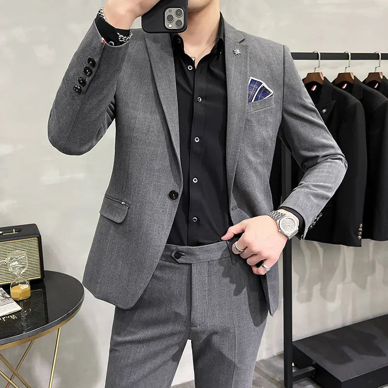 Men's High-Quality Two-Piece Wedding Suit Business Casual Banquet Costume Luxury Ensemble with Trousers