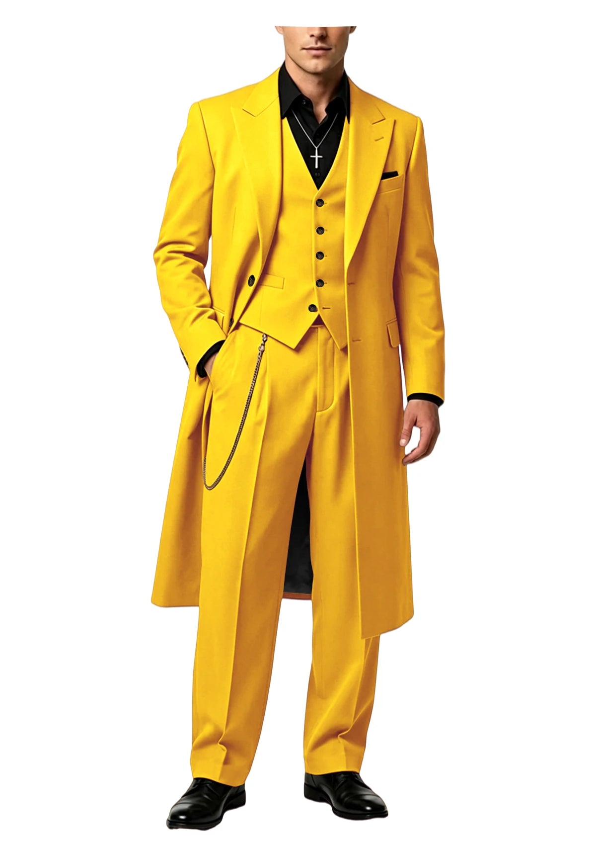 Men's Long Tailcoat 3 Piece Suit Set Blazer Vest Pants Formal Business Slim Fit Jacket Gothic Victorian Style Tuxedo for Wedding