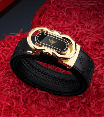 Men's Fashion Automatic Buckle Belt Business Leather Belt Versatile Casual Pants Belt