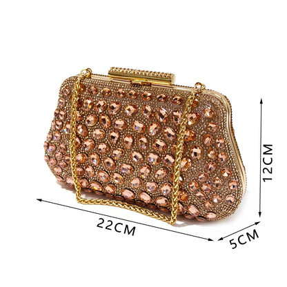 Venus Chan Elegant Gold Striped Peep Toe High Heels and Matching Bag Set – Rhinestone Decor for Parties and Weddings