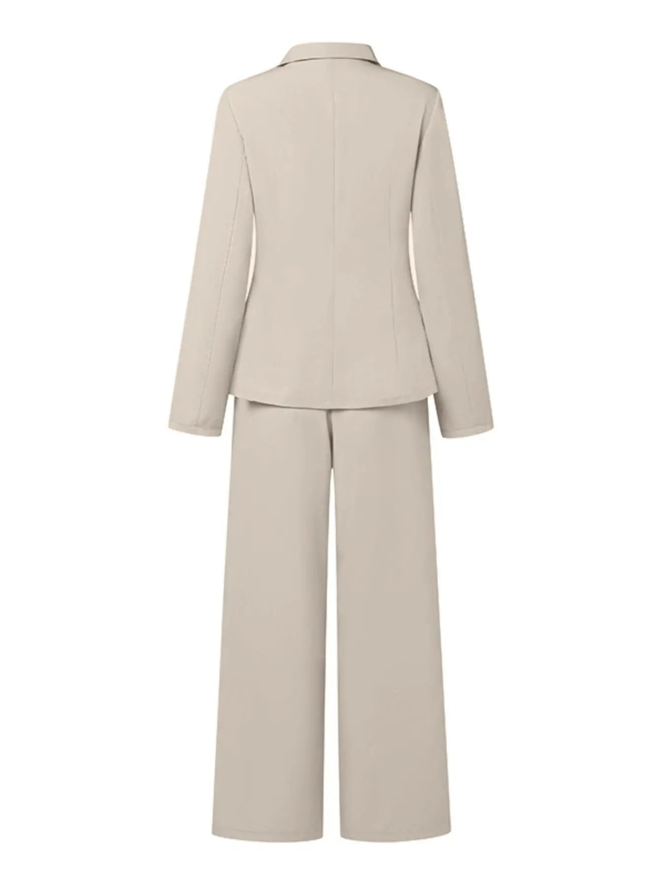Casual Fashionable Trousers Suit Spring Autumn Solid Color Commuter Style Lapel Long-sleeved Top Wide-leg Trousers Two-piece Set