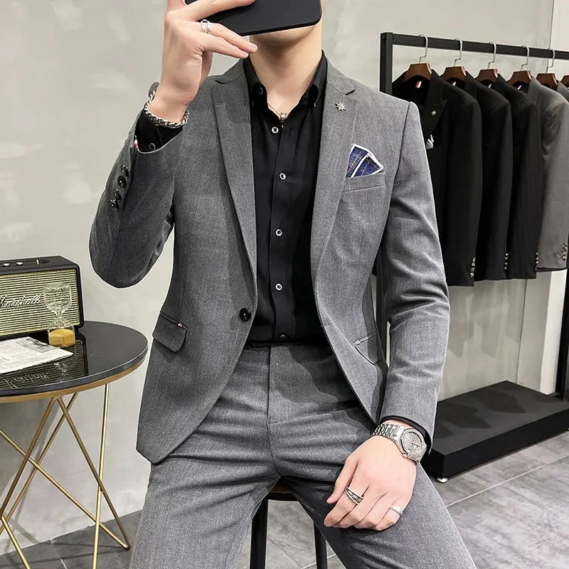 Men's High-Quality Two-Piece Wedding Suit Business Casual Banquet Costume Luxury Ensemble with Trousers
