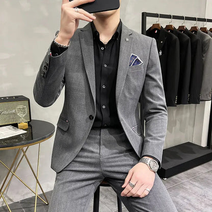 Men's High-Quality Two-Piece Wedding Suit Business Casual Banquet Costume Luxury Ensemble with Trousers