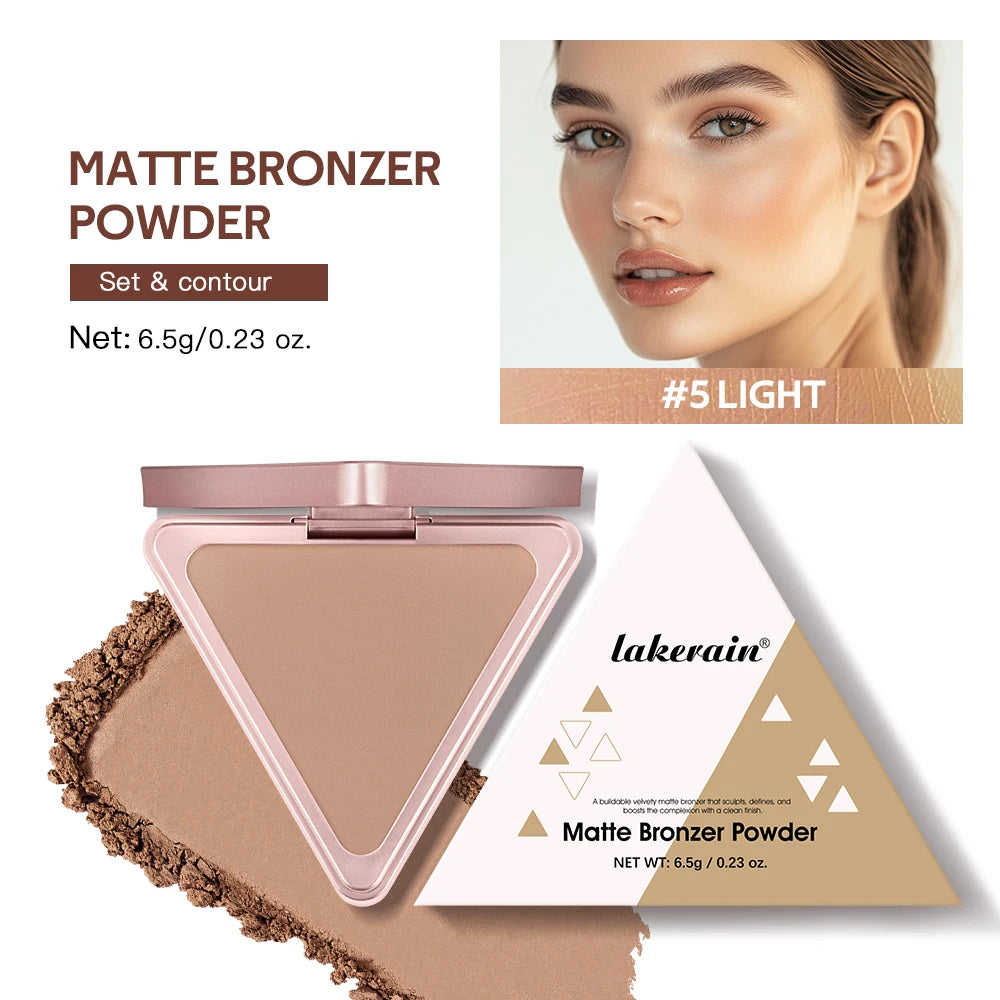 Soft Velvet Matte Bronzer Pressed Powder Long Wear Contour Even Skin Tone Light Setting Powder Natural Tan Shade Face Makeup