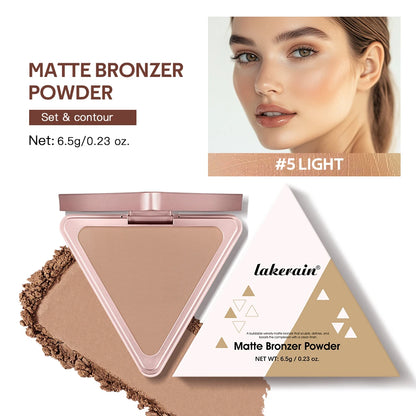 Soft Velvet Matte Bronzer Pressed Powder Long Wear Contour Even Skin Tone Light Setting Powder Natural Tan Shade Face Makeup