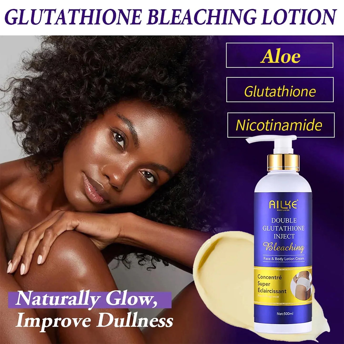 AILKE Whitening Skin Care, With Double Glutathione, Lightening, Moisturizing, Remove Dark Spots, Melanin, Skin Glowing Face Care