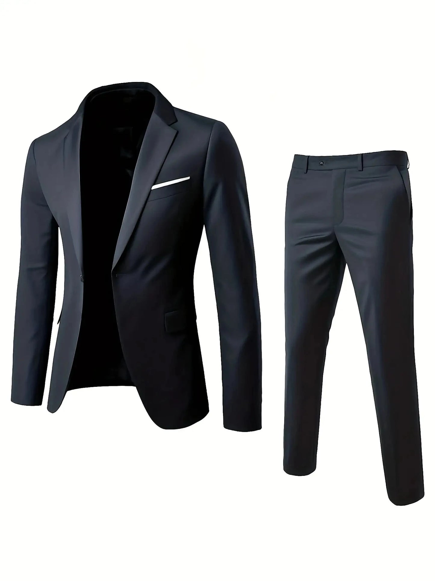 Men's Burgundy 2-Piece Suit Set (Blazer + Trousers Only, No Vest Included),Slim Fit Formal Business Wedding Party Jacket & Pants