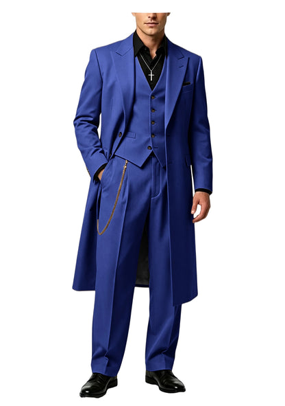 Men's Long Tailcoat 3 Piece Suit Set Blazer Vest Pants Formal Business Slim Fit Jacket Gothic Victorian Style Tuxedo for Wedding