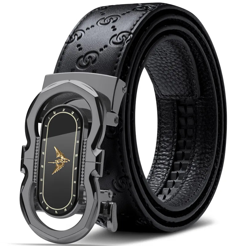 Men's Fashion Automatic Buckle Belt Business Leather Belt Versatile Casual Pants Belt