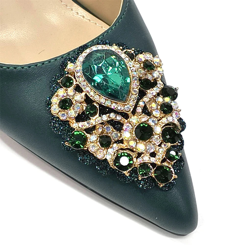 Venus Chan Italian Shoes and Bags Matching Set 2024 Nigeria Elegance Party Rhinestone Pointed Toe Women's Shoes High Heel