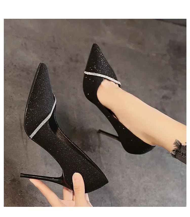 High Heels Women with 2024 New Spring and Autumn Pointy Women's Shoes Dress Wedding Shoes Temperament Banquet Single Shoes