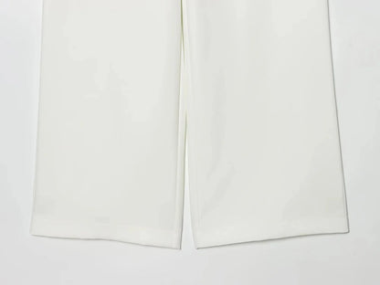 KONDALA Office Lady Chic White Women Blazer Suit Solid Long Sleeve Blazer Long Zipper Pants Fashion 2026 Spring Summer Suit