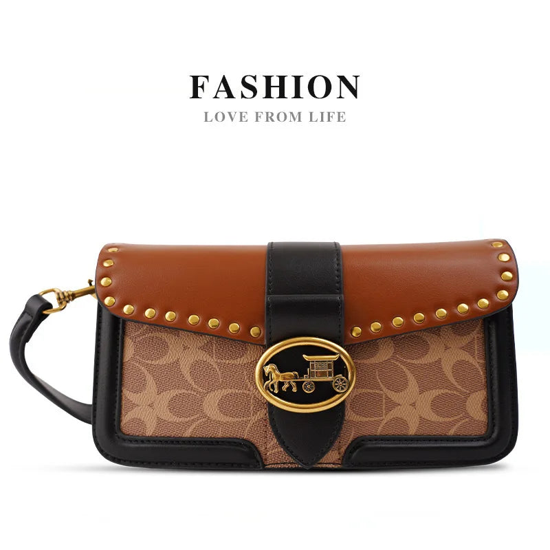 New minimalist and fashionable small handbag, contrasting color women's bag, high-end carriage crossbody bag, portable box bag
