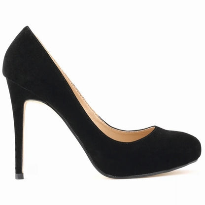 New Women Stilettos Pumps Sexy 11cm Round Toe Velvet High Heels Shallow Elegant Lady Office Party Wedding Shoes Large Size 43