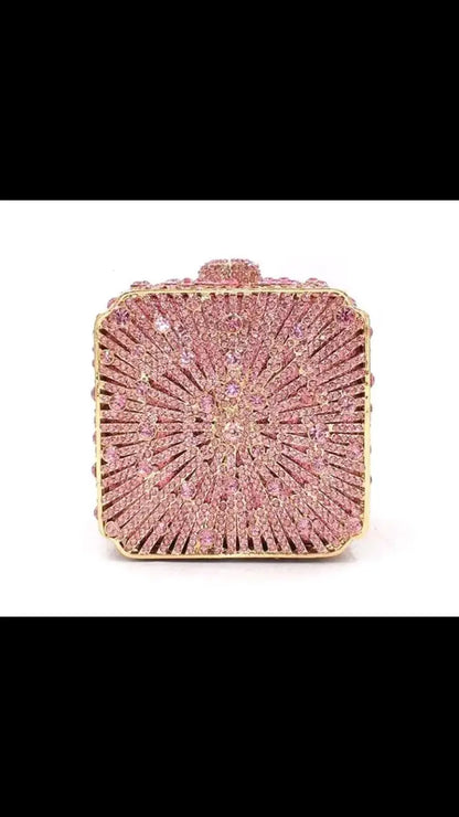 Women Clutch Bag Small Square Box, Full Cover Rhinestone Crystal Evening Bag, Handmade Bridal Party Wedding Prom Dinner Purse
