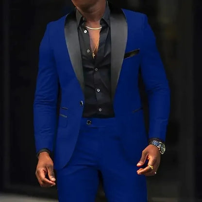Elegant Wedding Suits 2 Pieces Slim Fit Double Breasted Blazer Tuxedos Groomsmen Suit Male Formal Business Suits(Jacket+Pants)