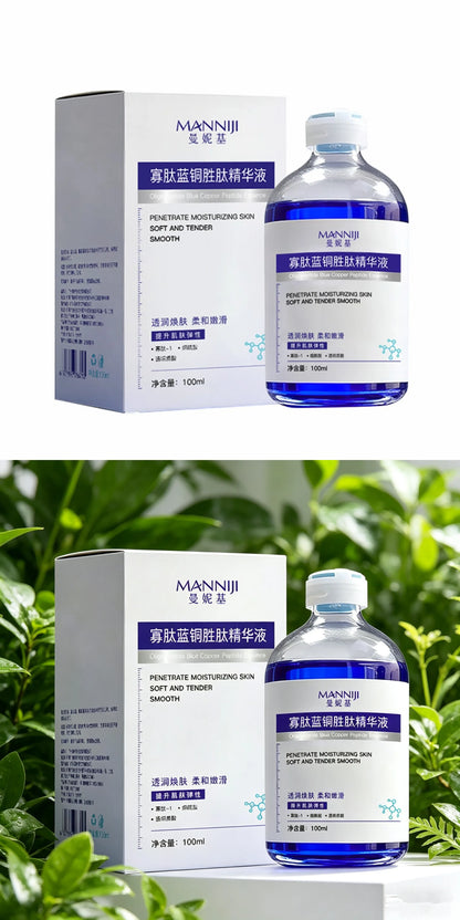Oligopeptide Blue Copper Peptide Essence100ml, Soothe Repair Sensitive Skin, Boost Elasticity, Hydrating Anti Aging Facial Serum
