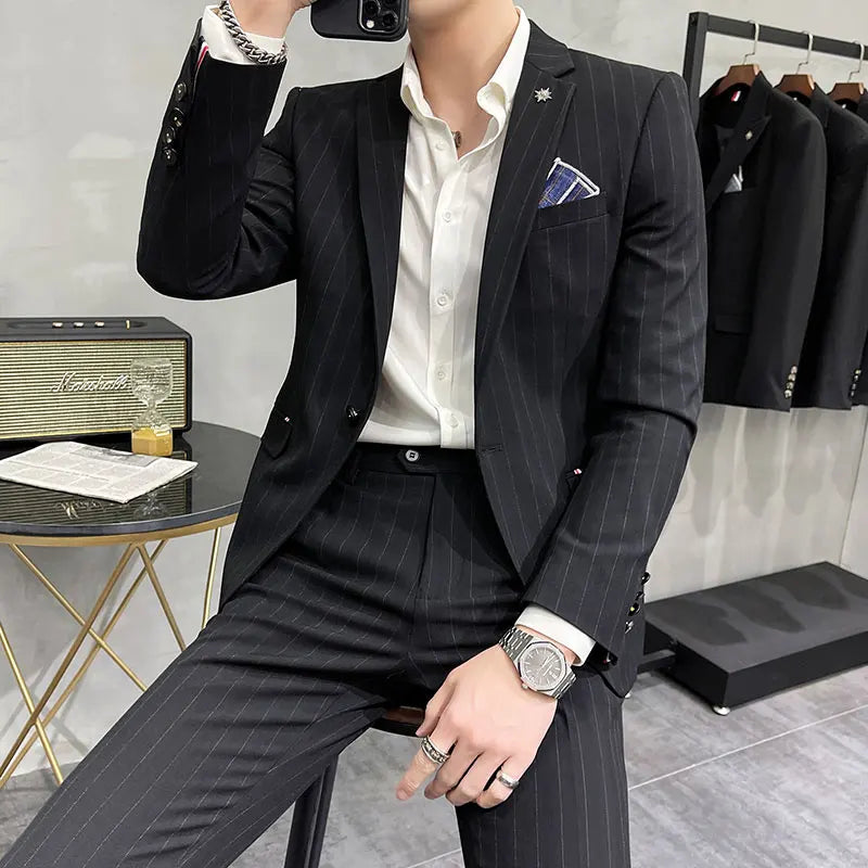 Men's High-Quality Two-Piece Wedding Suit Business Casual Banquet Costume Luxury Ensemble with Trousers