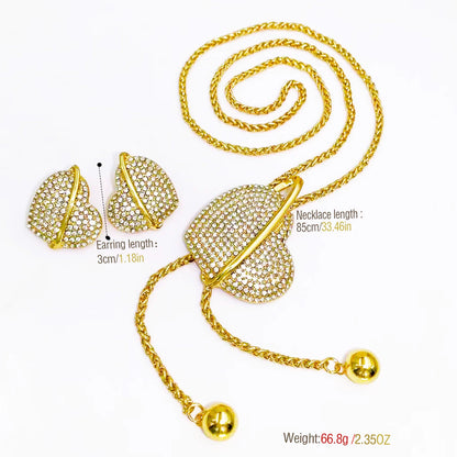 Gold Color Necklace Earrings Set For Women Unique Choker Pendant Earrings 3Pcs Set Jewelry Quality Accessories Free Shipping