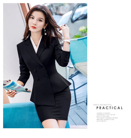 2023 Spring Summer Formal Ladies Double Breaste Blazer And Pants Suits Office Uniform 2XL Size Pants Jacket Business Work Wear