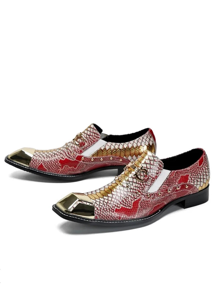 luxury mens shoes designer like snake pattern Dress shoes man Gentleman Slip On Oxfords genuine leather shoes for men Fashion