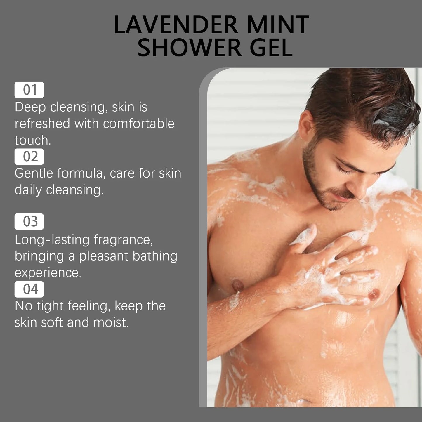 East Moon Peppermint & Lavender Fragranced Body Wash: Dual Botanical Scents, Coolness, Soothing, Long-Lasting Fragrance 100ml