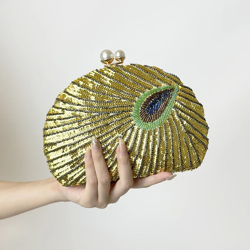 Retro Chinese Style Heavy Craft Beaded Embroidery Bag Evening Wear Portable Dinner Bag Cheongsam Clutch Perfect Match
