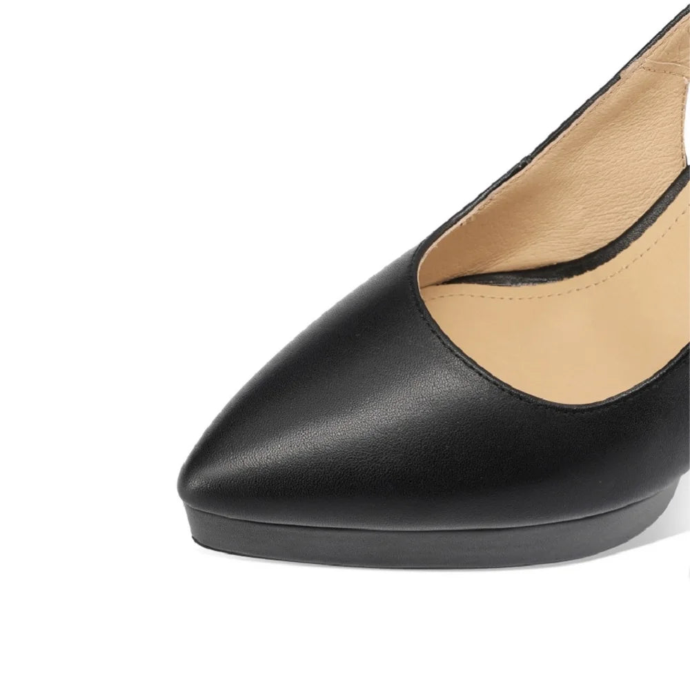 【JOCHEBED HU】New Fashion Women Sandal Shoes Sexy Genuine Patent Leather High Heels Pointed Toe Dress Party Wedding Shoes 33-40
